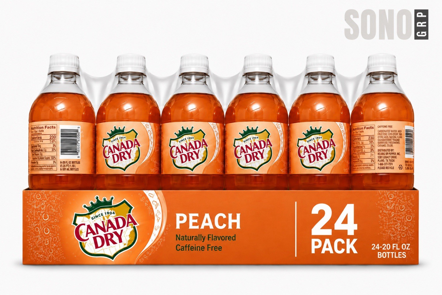 Canada Dry Peach Soda, 20 Fl Oz (Pack of 24)