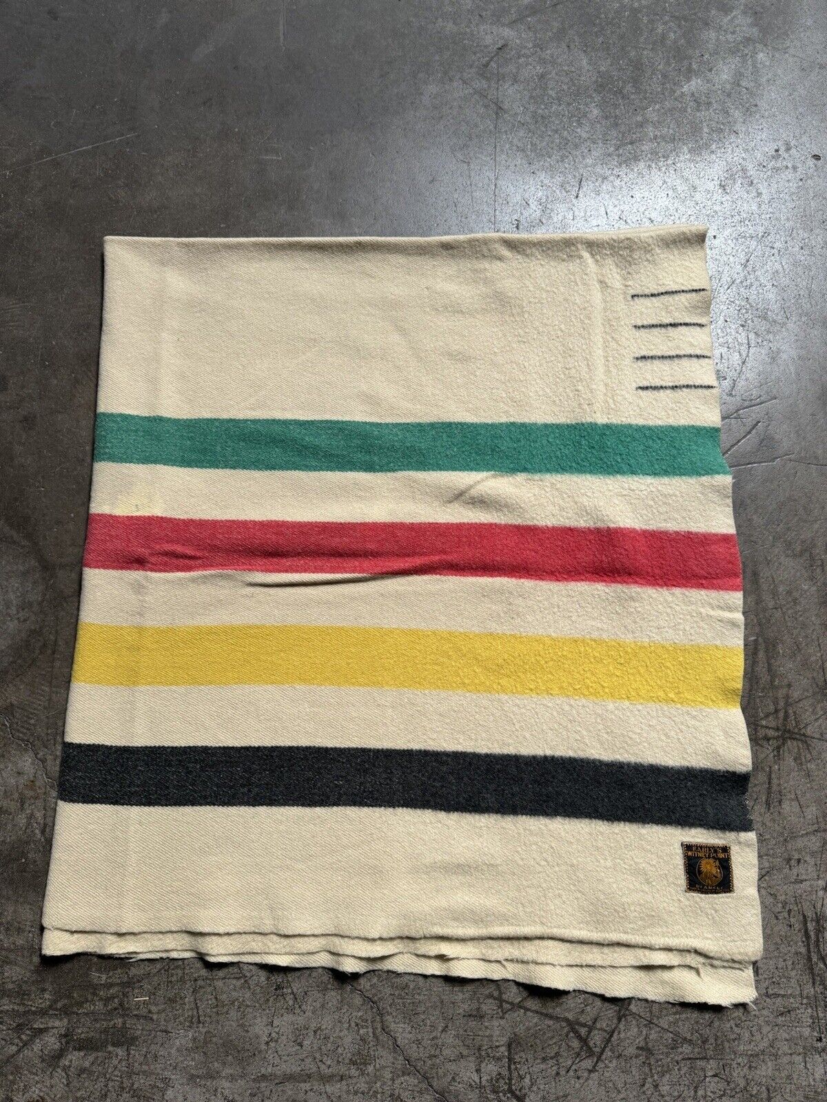 Vintage Early\'s Witney Point Wool Blanket England Striped 4 Point Colorful