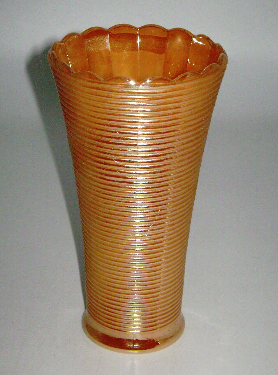 Mid Century Anchor Hocking Luster Ware Ribbed Vase