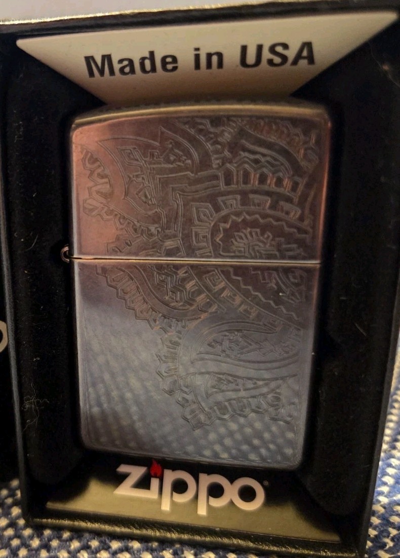 New In Box Zippo Lighter Laser Engraved Iced Paisley Design, 29431 New In Box Zippo Lighter Laser Engraved Iced Paisley Design, 29431