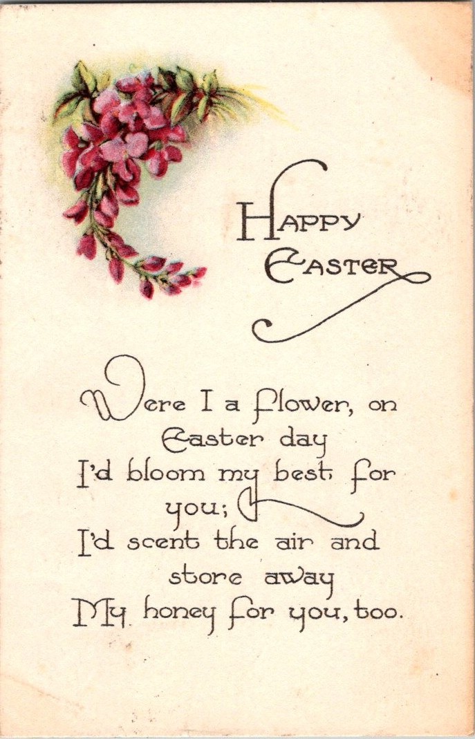 Vintage 1912 Easter Postcard Floral Poem Pennington New Jersey
