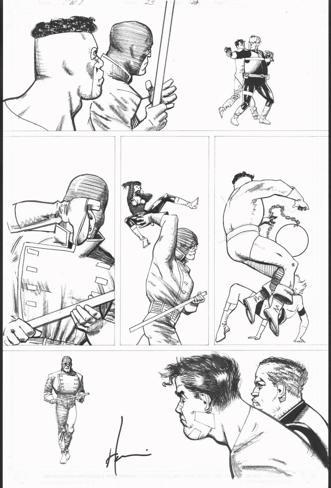 HOWARD CHAYKIN SIGNED 2008 PUNISHER, WRECKER, THUNDERBALL ORIG. ART 