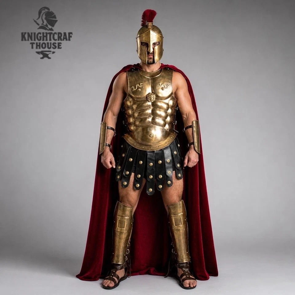 Medieval Roman Greek Spartan Muscle Armor Costume Set – Gladiator Cosplay Outfit