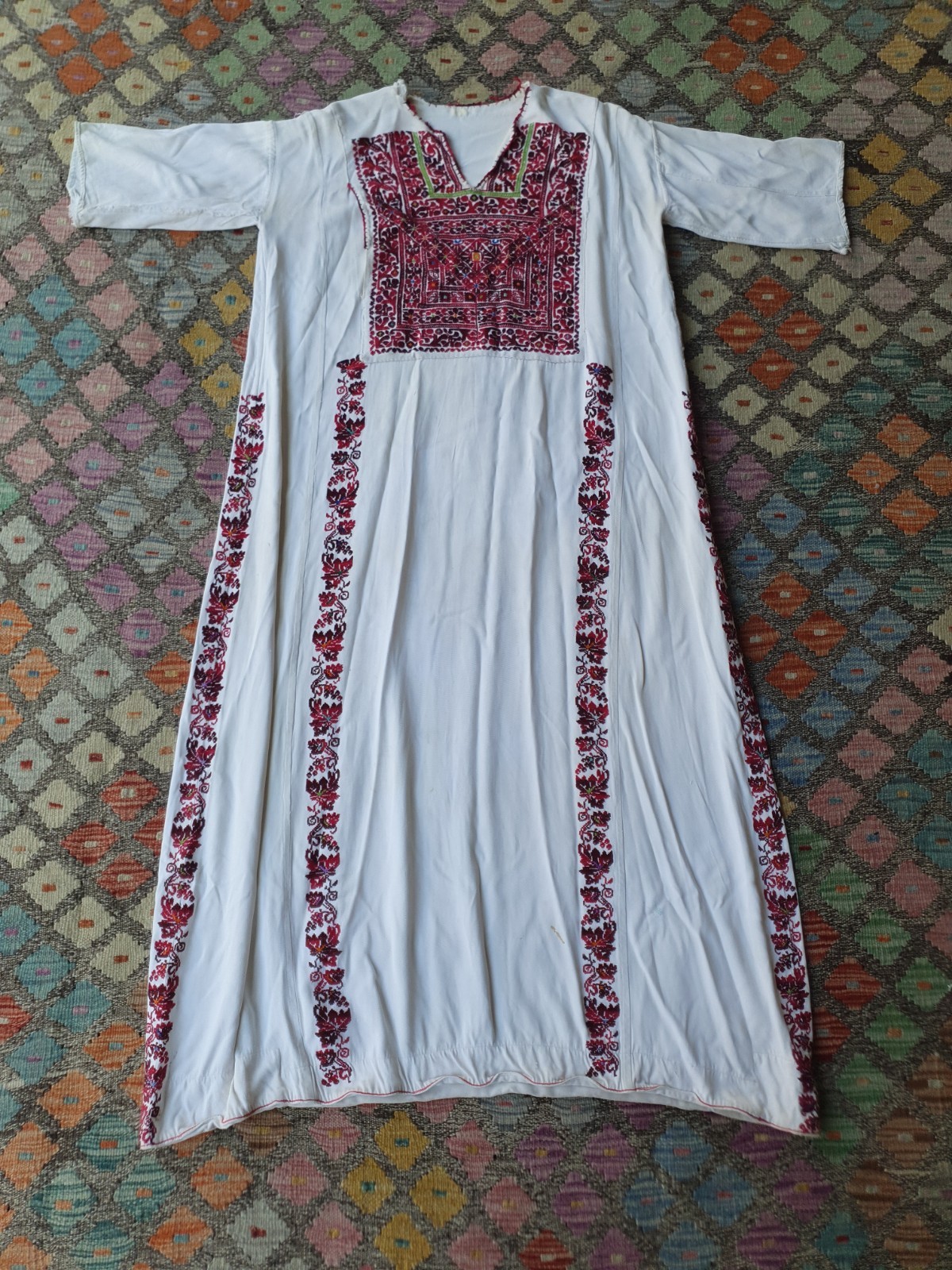 PALESTINIAN PALESTINE DRESS  EMBROIDERY ANTIQUE TRADITIONAL ARAB FABRICE