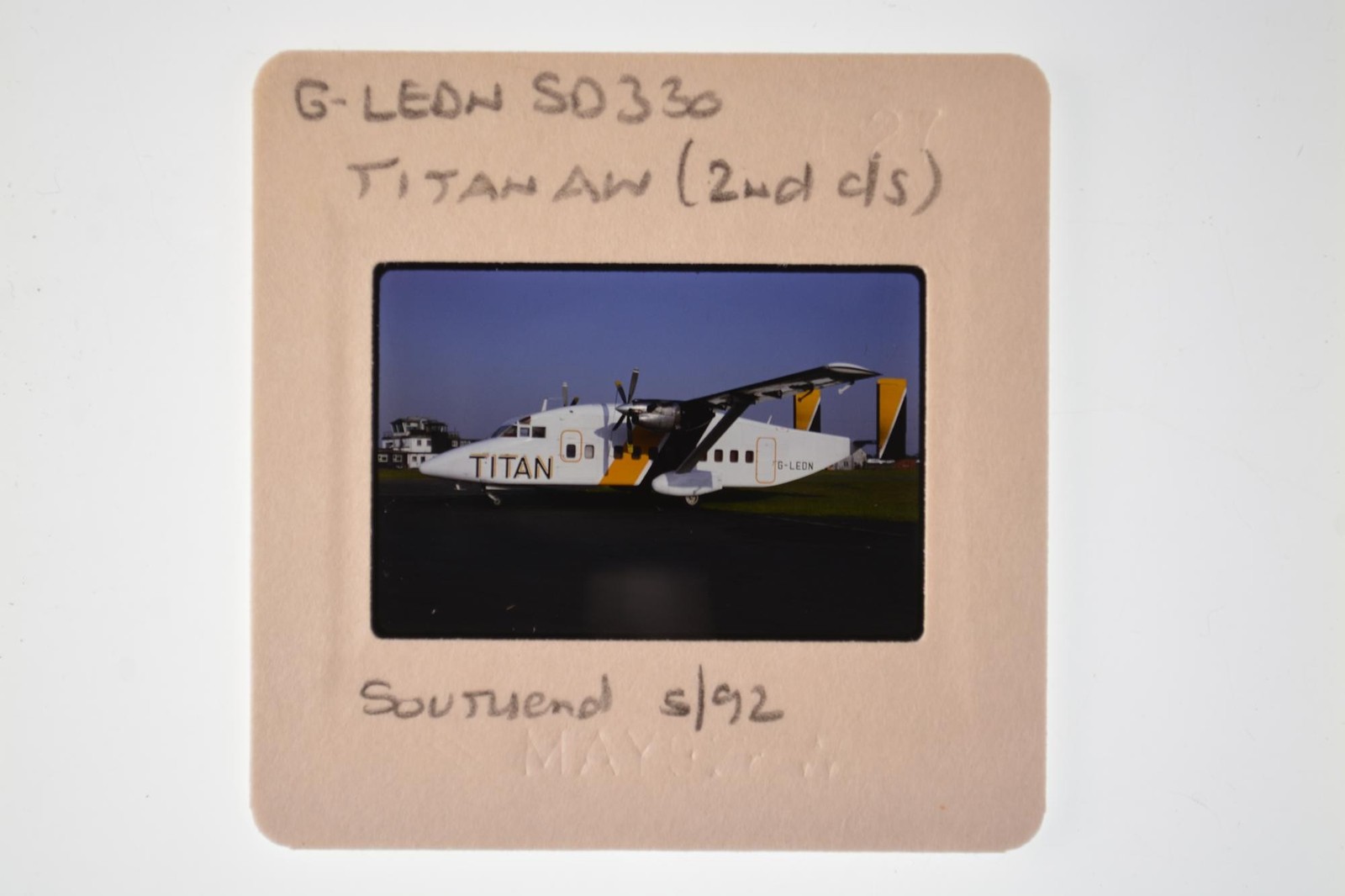 Titan Airways Short 330 Aircraft G-Ledn Southend 1992 35mm Slide