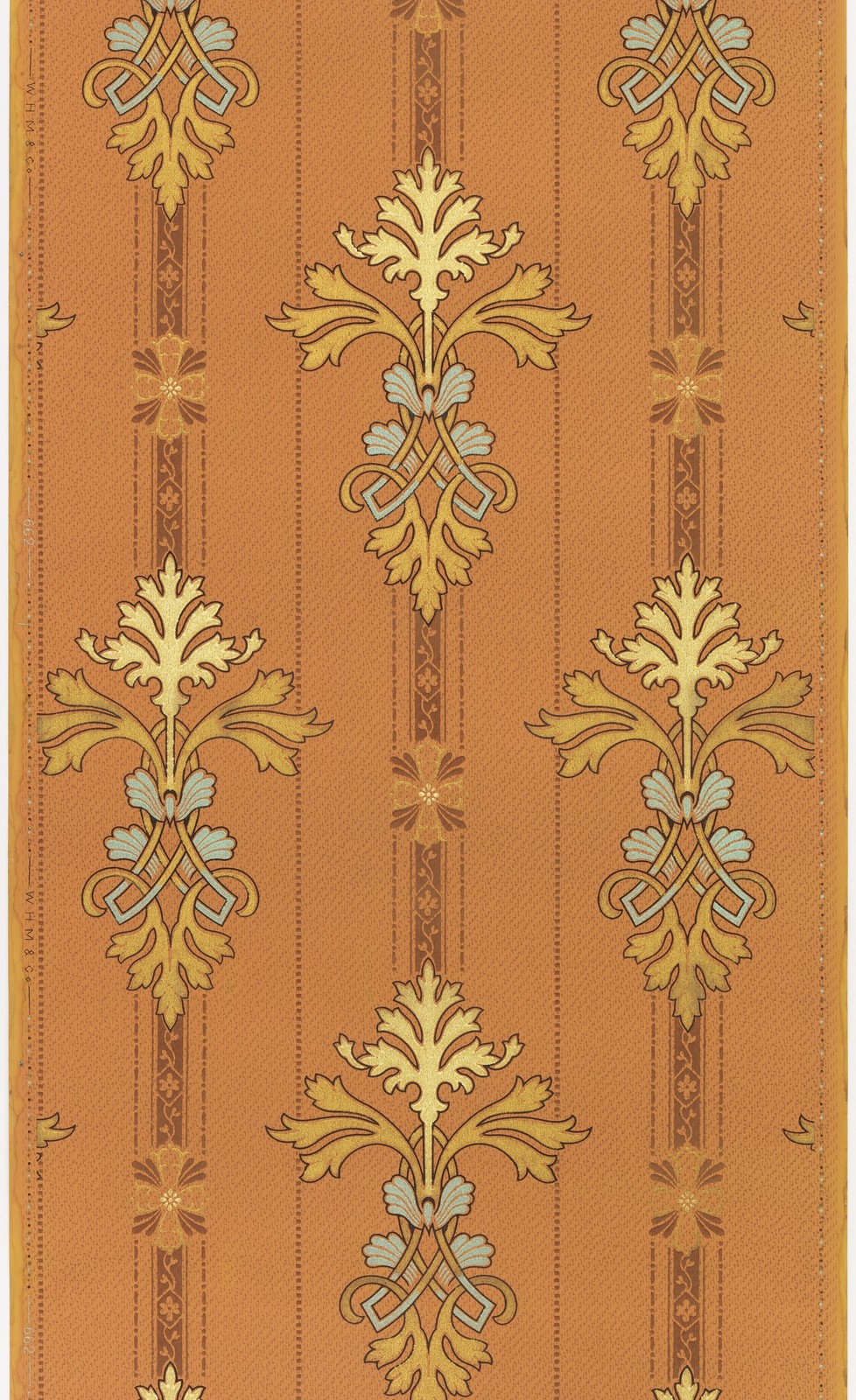 W.H. Mairs & Co. Sidewall 1910s Vintage Damask Pattern Photo Reprint Wall Art