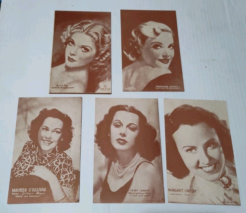Exhibit Style Superstar Actors Lot of 5 Different I.M.R. Co. NY Cards ~1940\'s Exhibit Style Superstar Actors Lot of 5 Different I.M.R. Co. NY Cards ~1940\'s