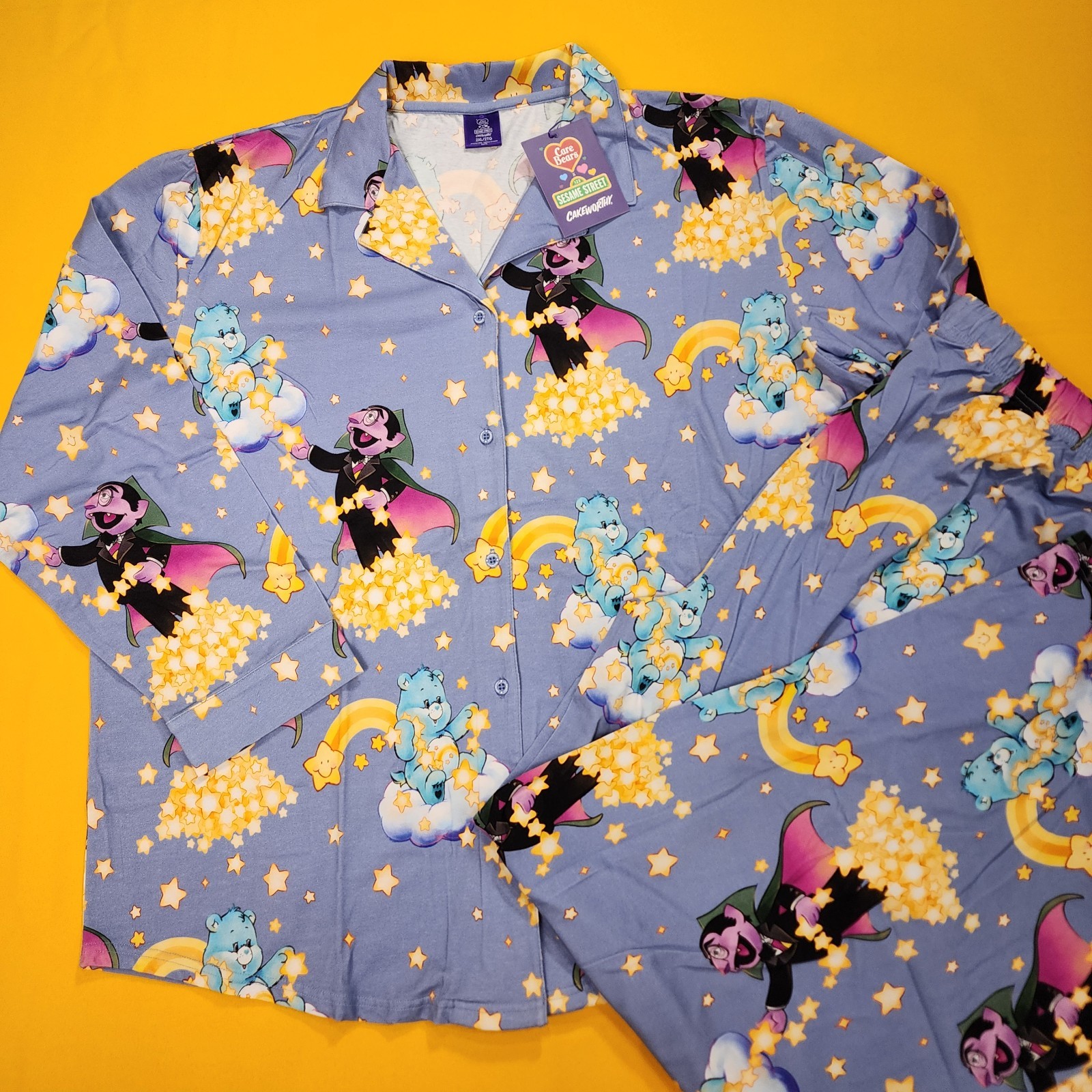 Cakeworthy Care Bears x Sesame Street Pajamas PJs Set Unisex 2XL NEW