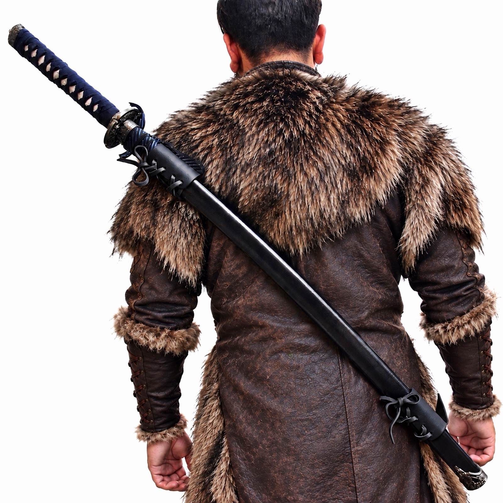 Universal Leather Baldric - Adjustable Back Sling Sword Holder for Medieval