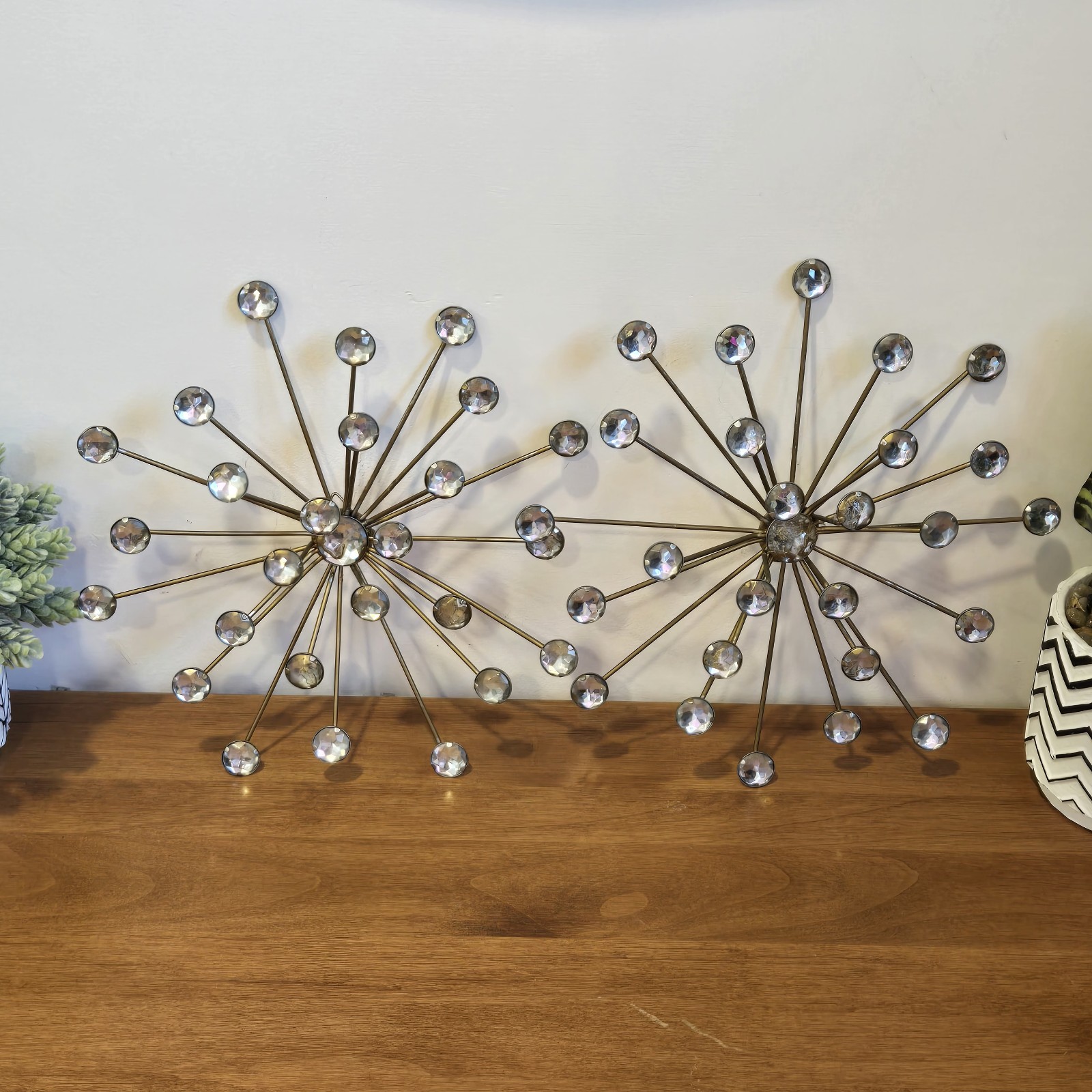 2 Vtg MCM SUNBURST WALL ART SCULPTURE 9.5