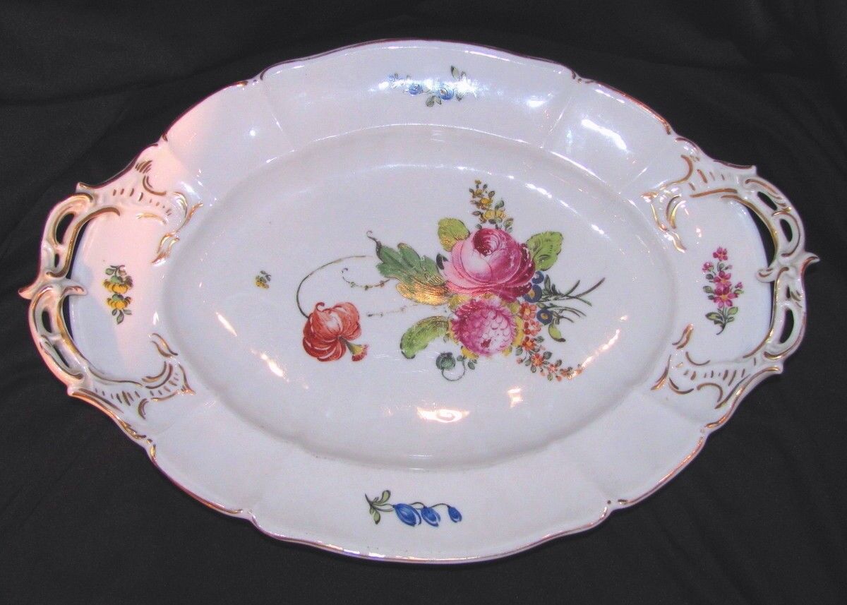 Antique Hand Painted Porcelain Serving Tray Circa 1825