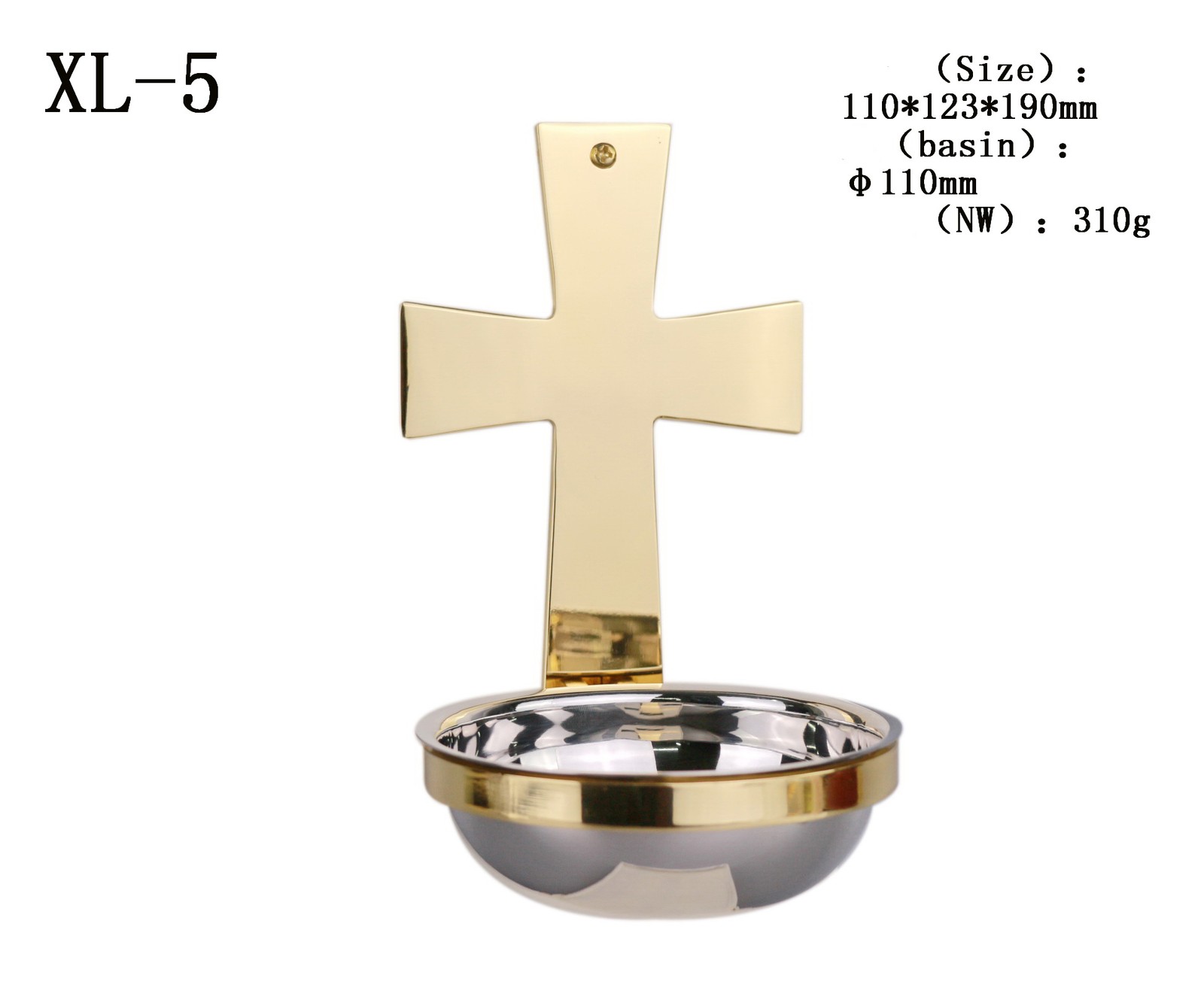 Custom Holy Water font Brass Cross Beautiful Basin φ110mm