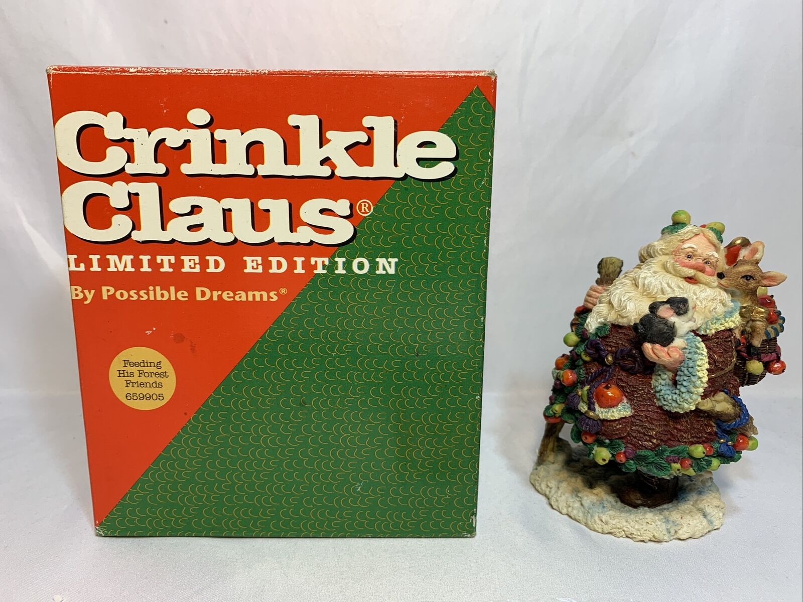 VINTAGE 1997 CRINKLE CLAUS FEEDING HIS FOREST FRIENDS BY POSSIBLE DREAMS #659905