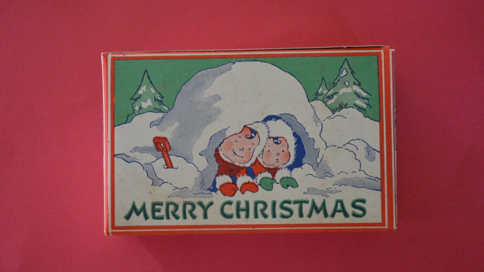 Vintage 1930's Christmas Candy Box Snow Babies