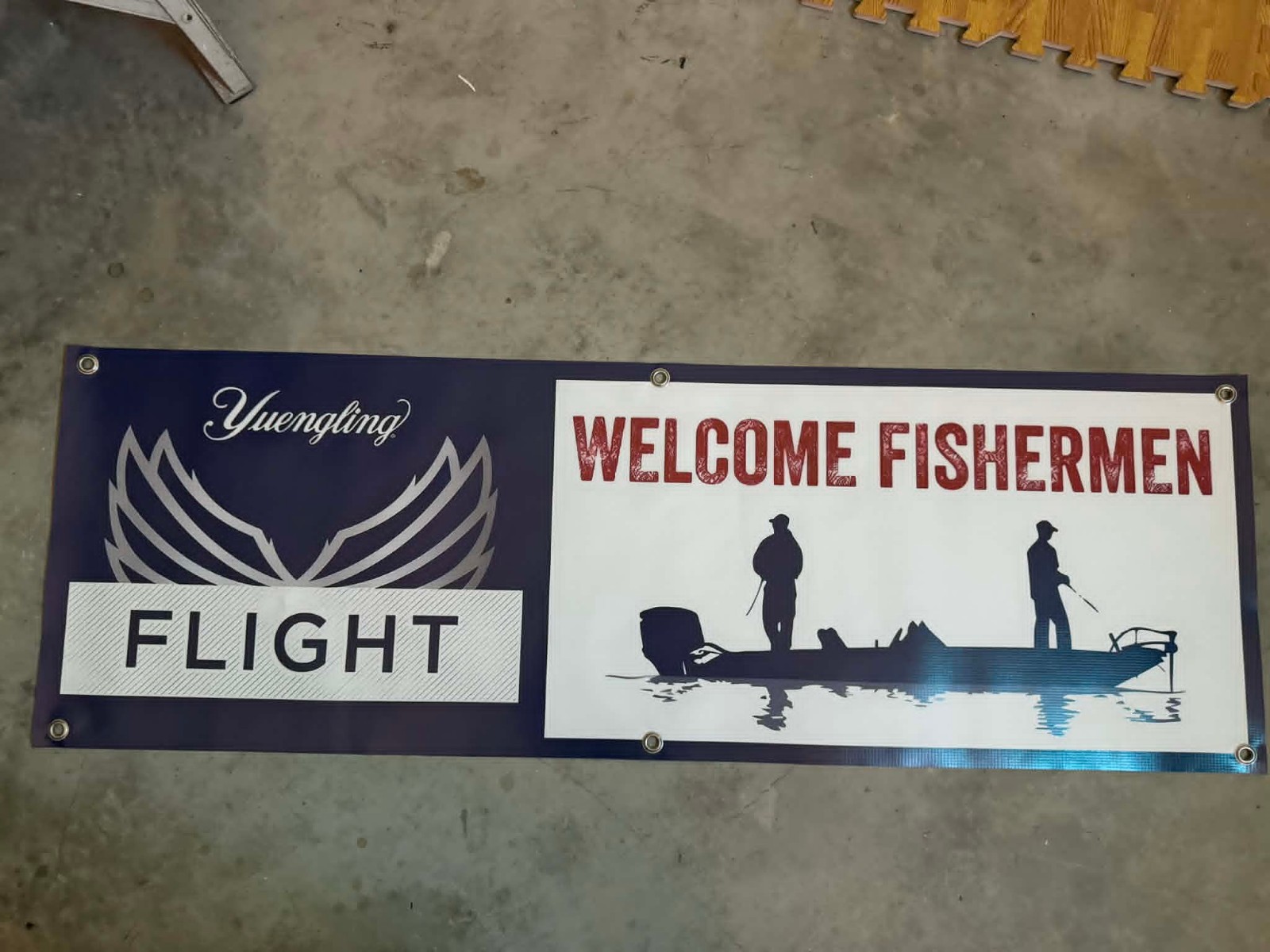 Yuengling Flight Fishing Banner 48x16 Welcome Fishermen Sign, Beer Fishing Decor