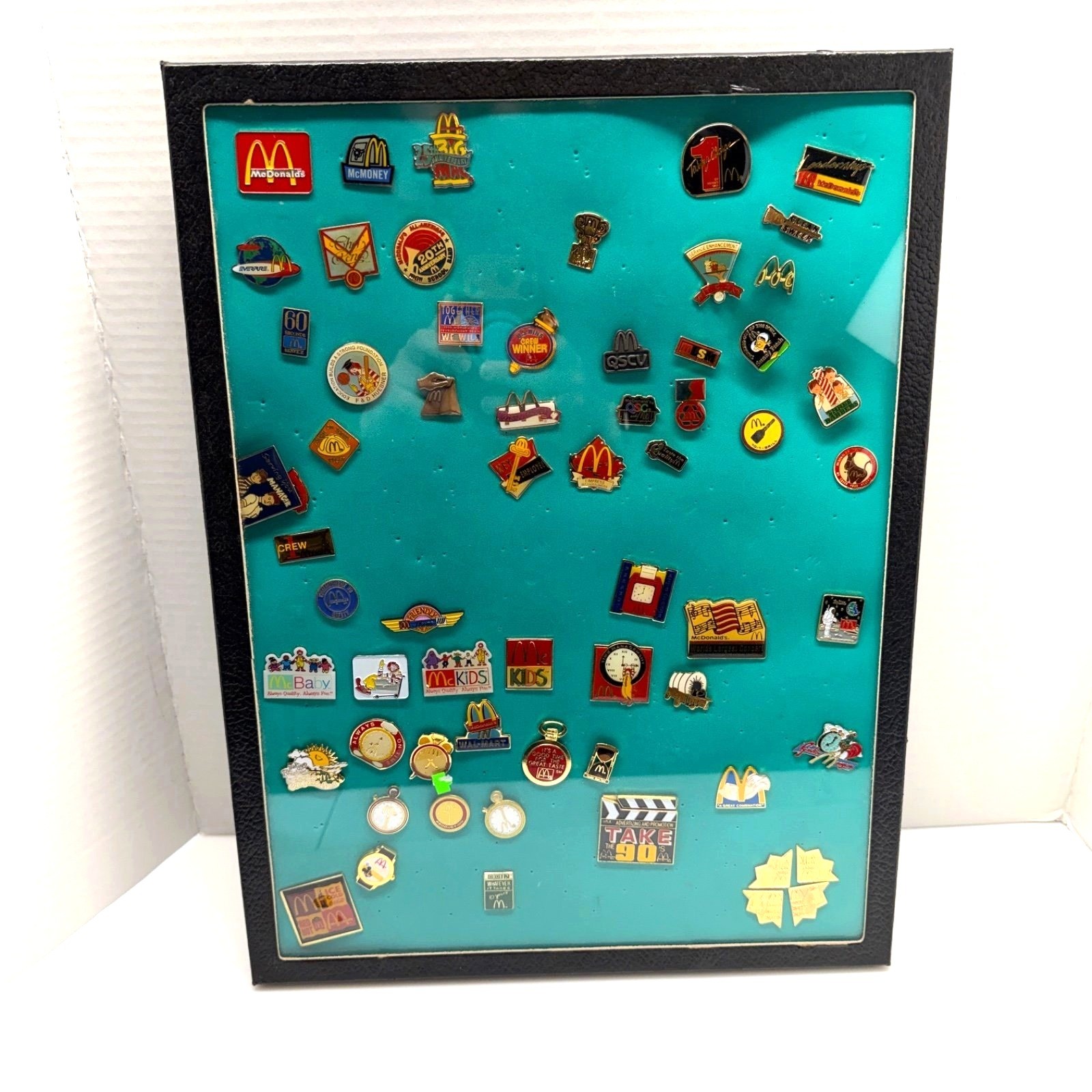 Vtg Lot 50+ McDonald\'s Lapel Pin Collection in Display Case Rare 80s/90s