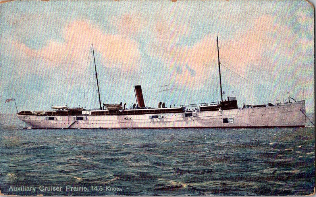 Vintage Postcard USS Prairie Auxiliary Cruiser AD-5 c1907 (A2)