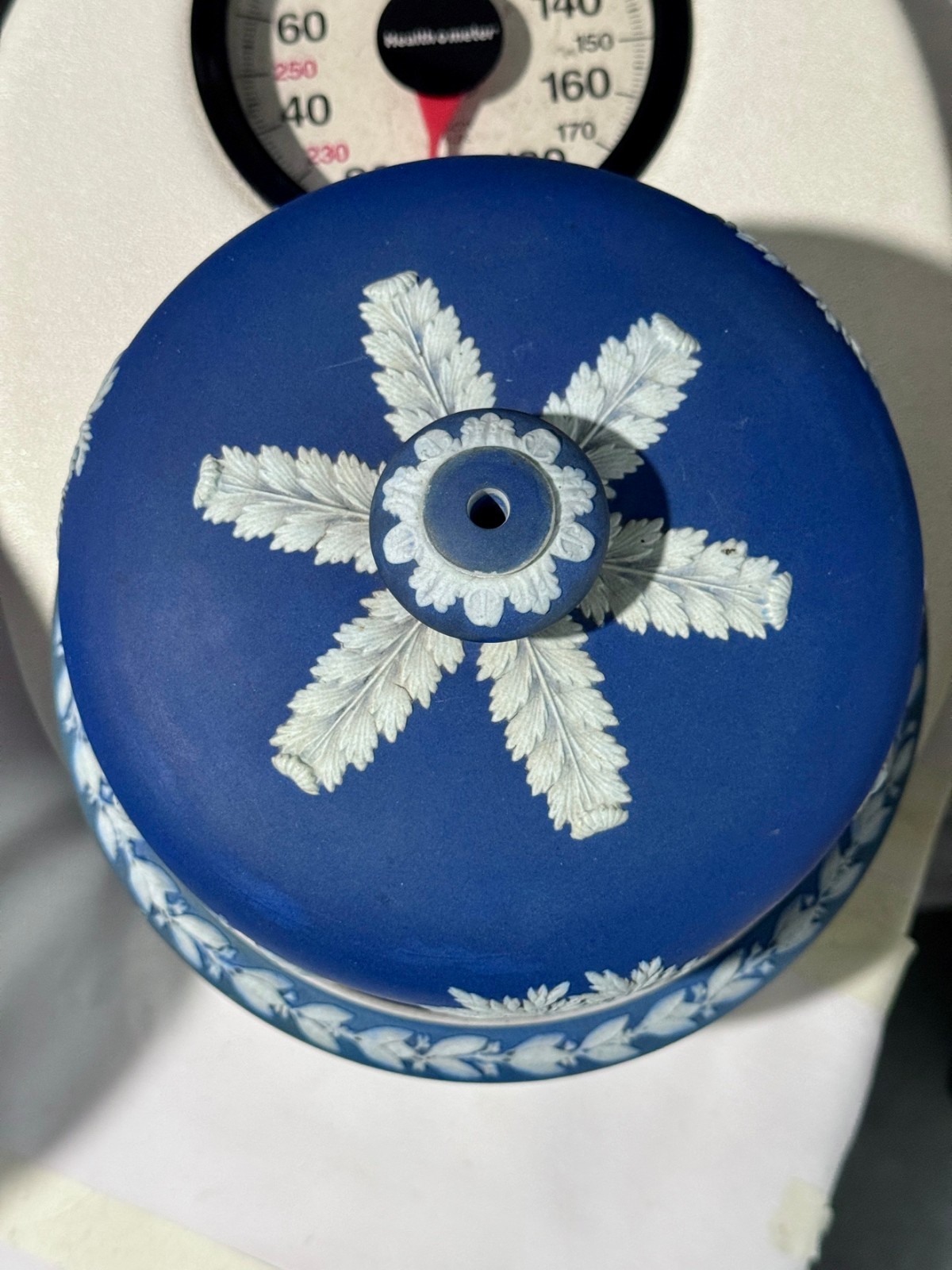 Antique Wedgwood Jasperware Cheese Dome & Underplate Circa 1900 Blue White