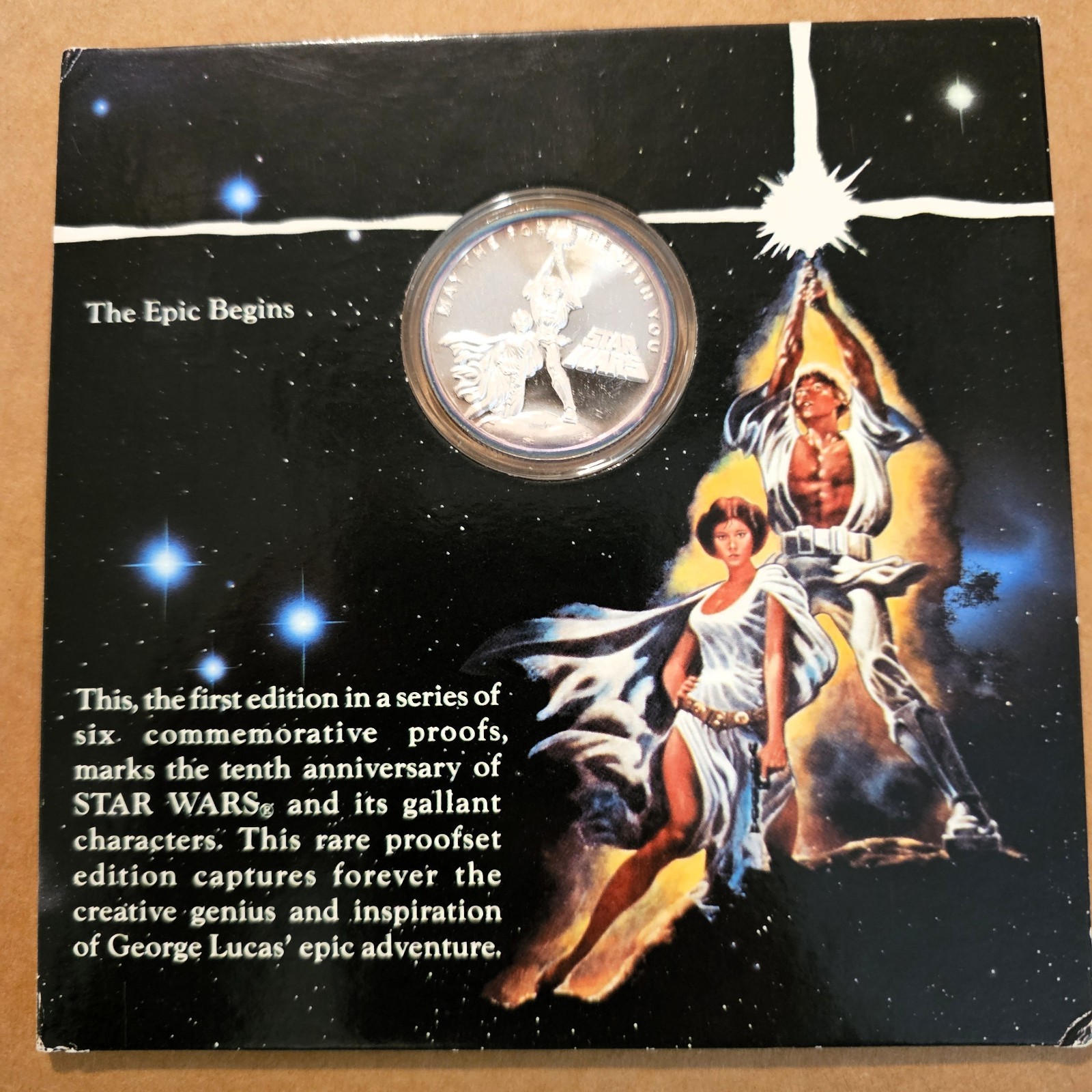 1977 1987 Rarities Star Wars 10th Anniversary .999 Fine Silver Coin Luke Leia