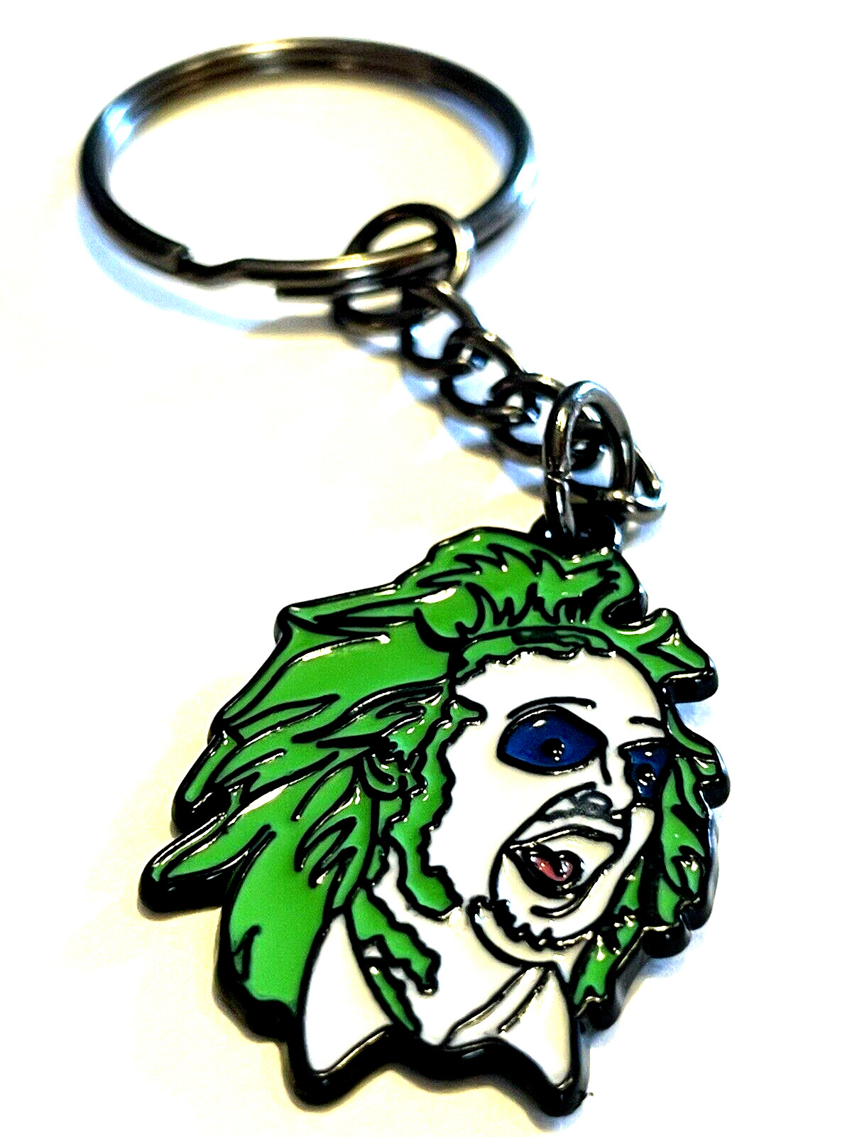Beetlejuice Enamel Keychain Gothic Key Chain Halloween Shrunken Head Charm