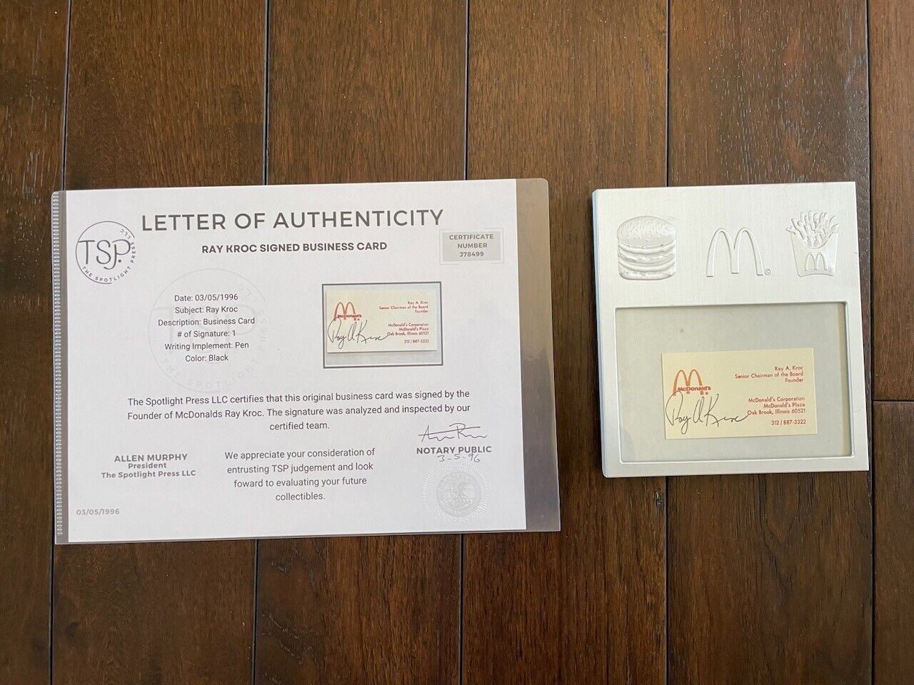 McDonalds Ray Kroc Signed Business Card