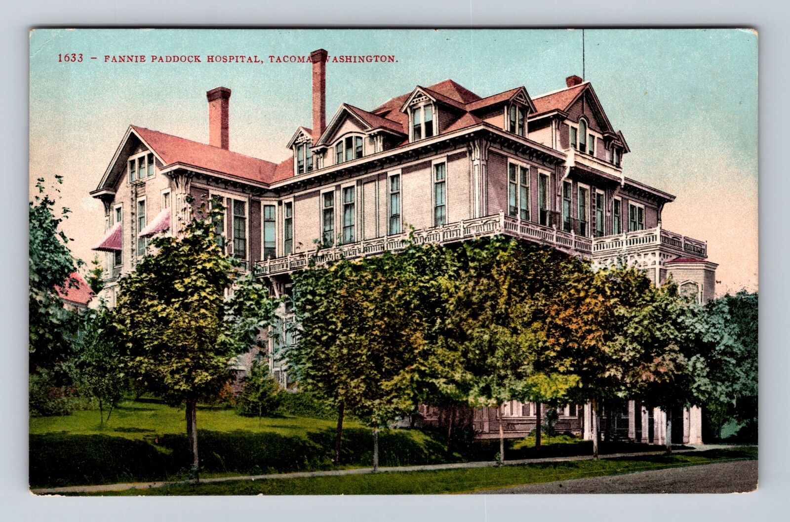 Tacoma WA-Washington, Fannie Paddock Hospital, Antique Vintage Postcard