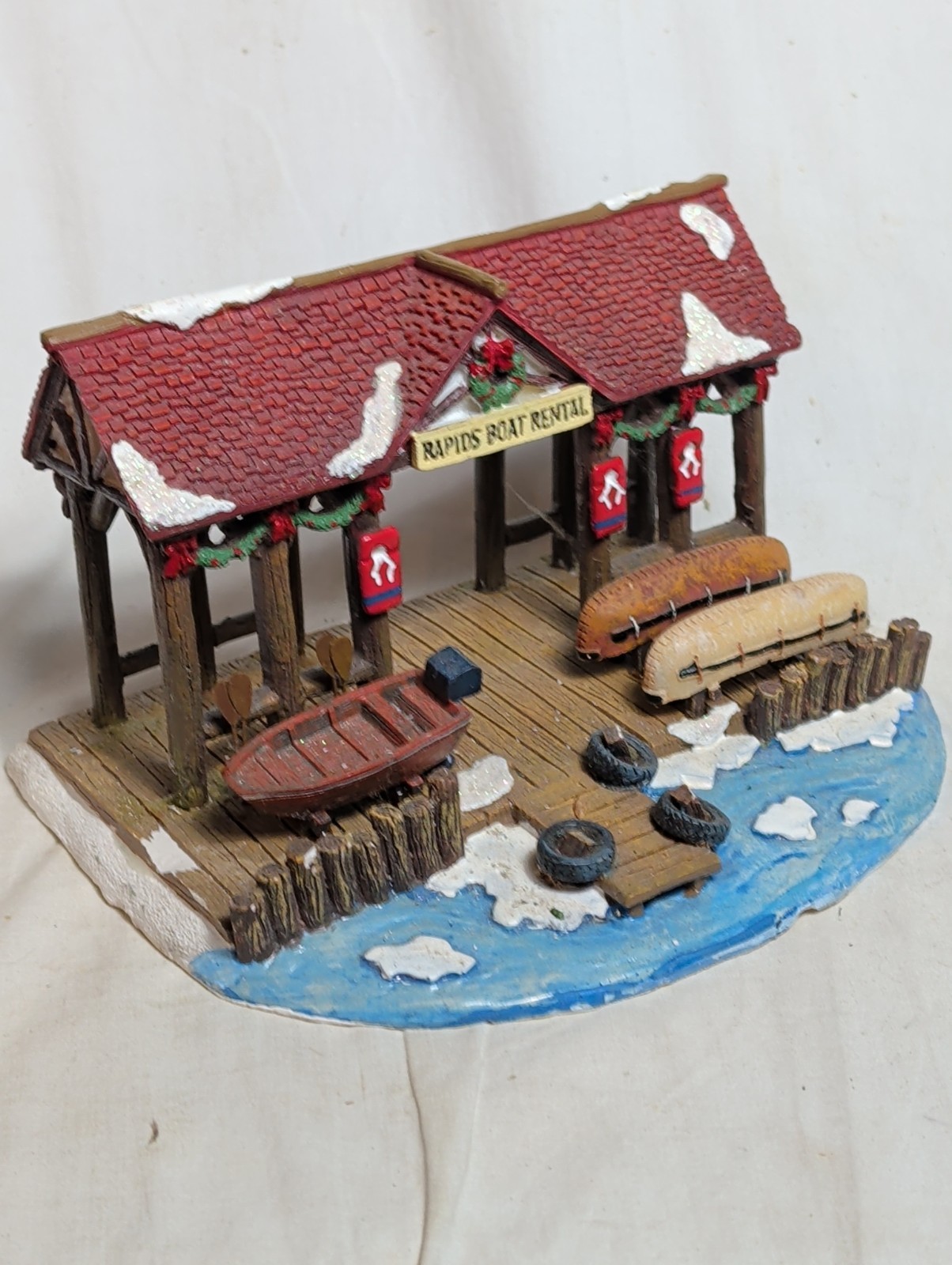 St. Nicholas Square Village Collection Rapids Boat Rental Resin Christmas Decor