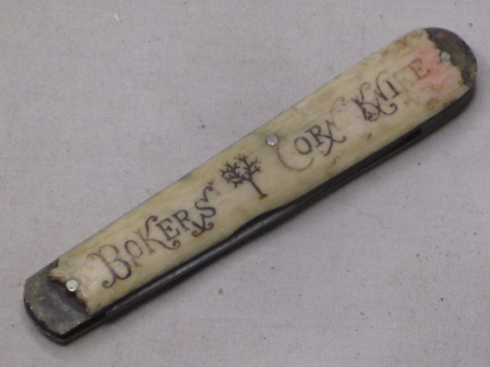 as-is damaged antique BOKERS CORN KNIFE folding pocket old Germany H. Boker