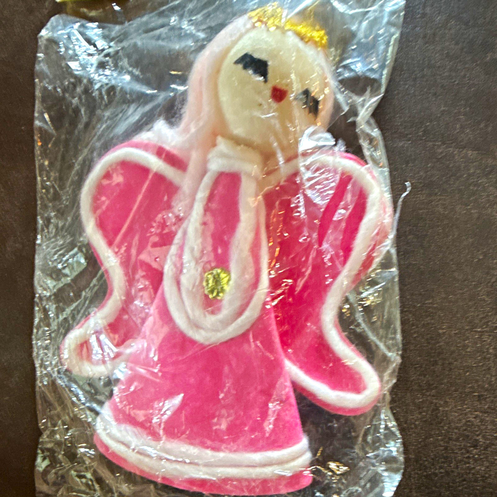 Style King GRB Vintage Felt Angel Christmas Ornament Pink White Gold Japan MCM