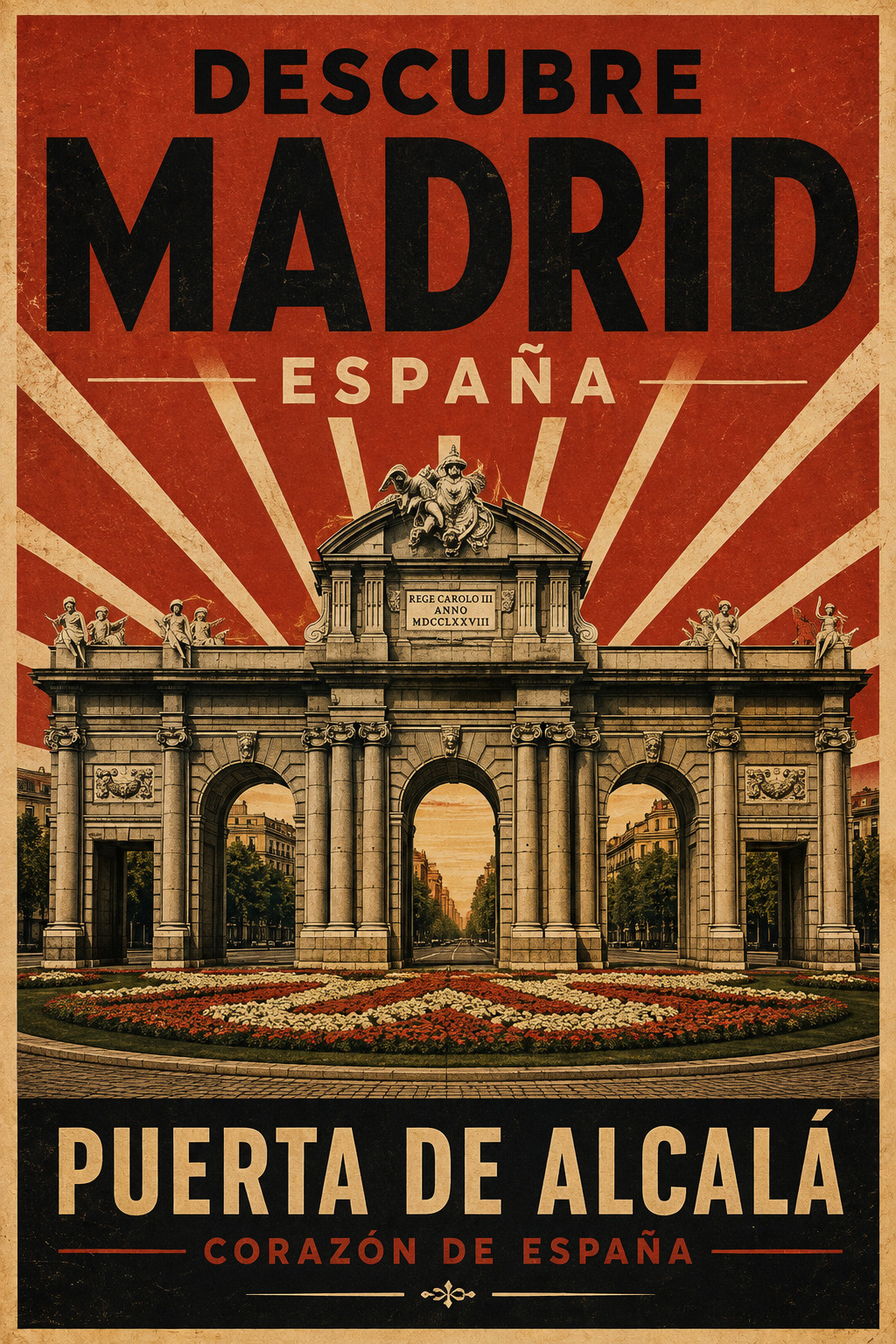 Madrid Puerta de Alcalá Poster 13x19 – Vintage Spain Travel Art Retro Spanish