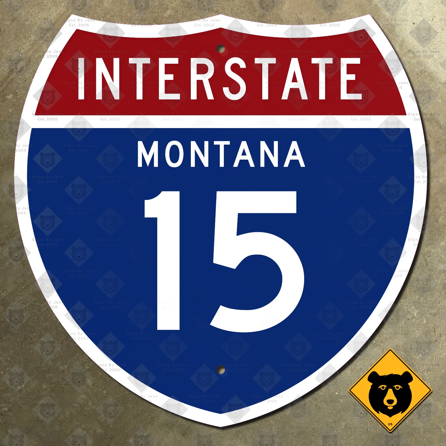 Montana Interstate 15 route marker Butte Helena highway 1957 road sign 12x12