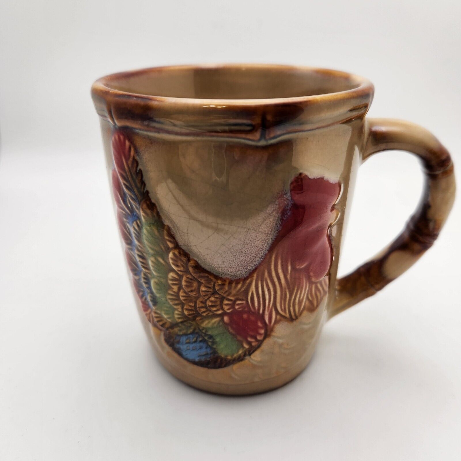 Rooster Chicken Coffee Tea Cocoa Mug 12 oz Hand Painted 3D Earthenware