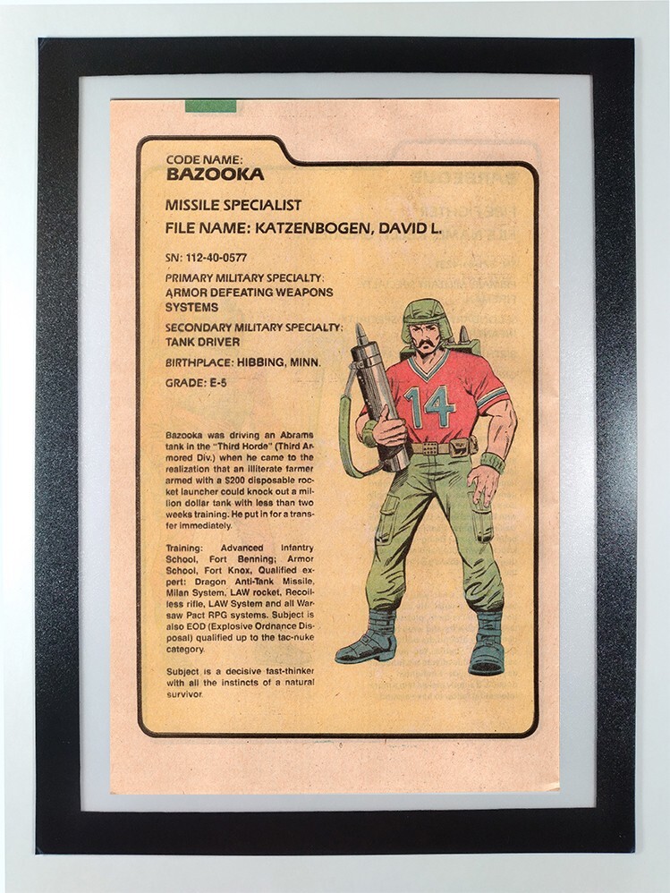 Bazooka G.I.Joe Order of Battle Filecard - Framed Original Comic Book Page