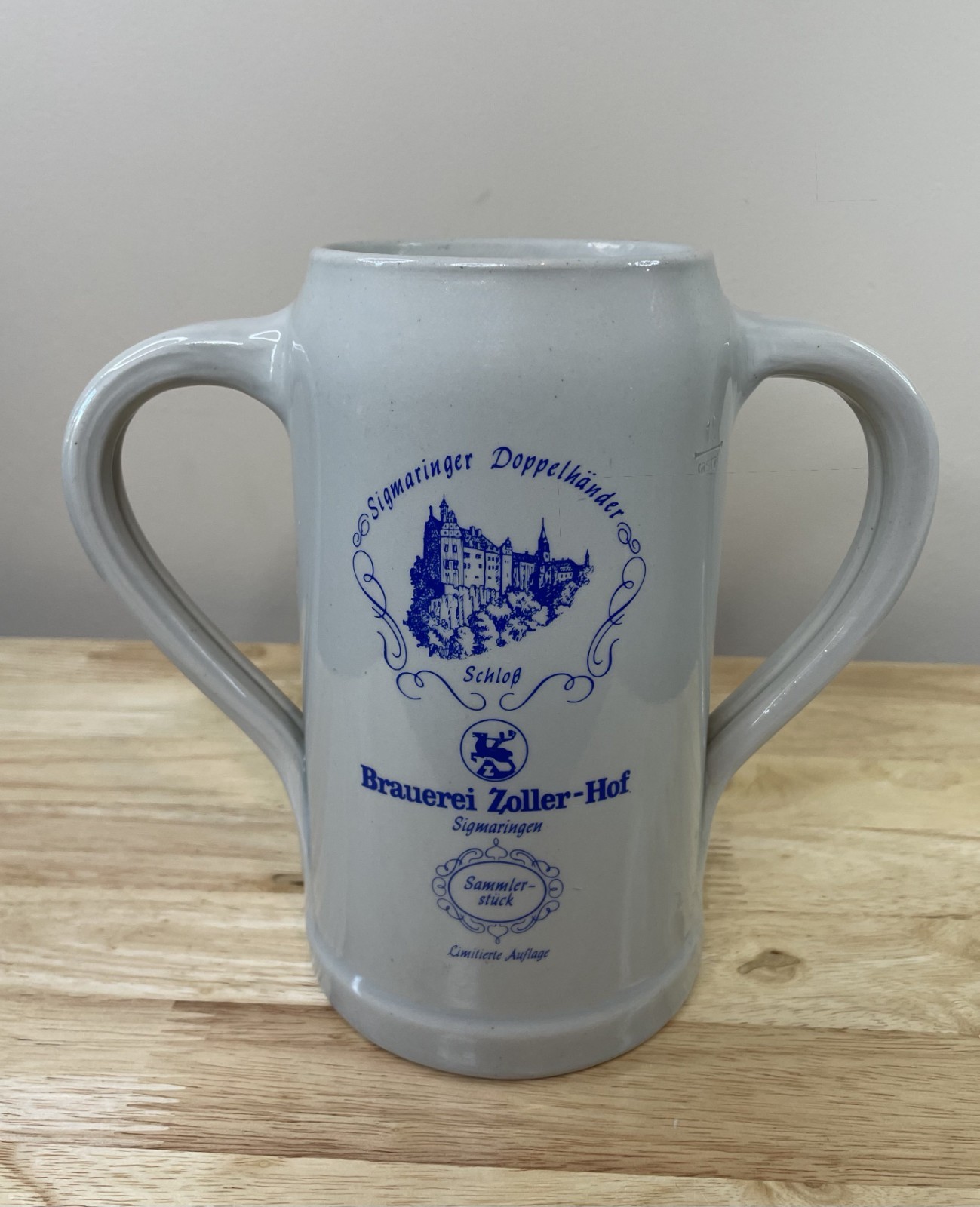 German 1L Beer Stein Sigmaringen Castle Zoller-Hof Double Handle Limited Edition