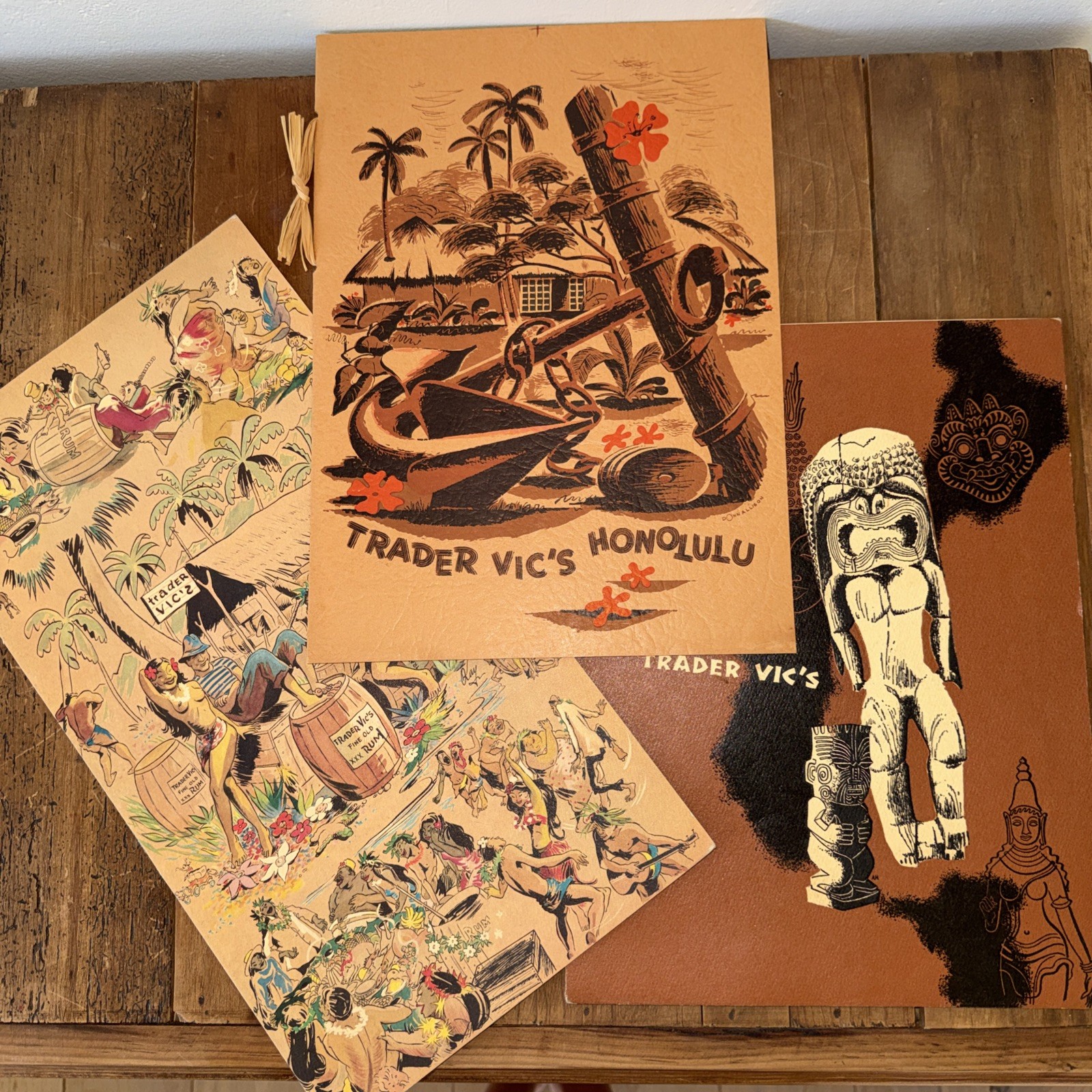 3 Vintage 1958 Trader Vic's Menus  Savoy Plaza Honolulu