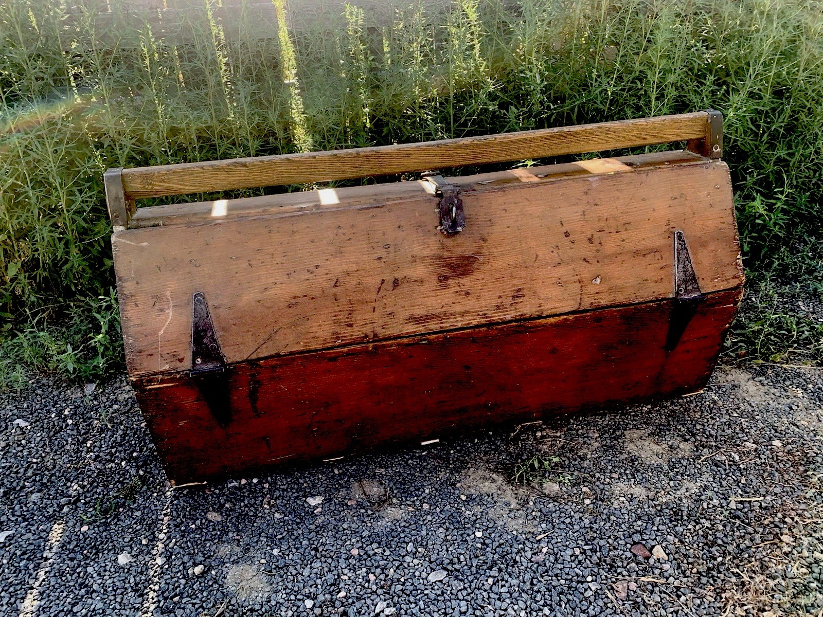 Old Wood Vintage Tool Shed Chest Handmade Box Tray Farm Barn Shop Log Cabin LQQK