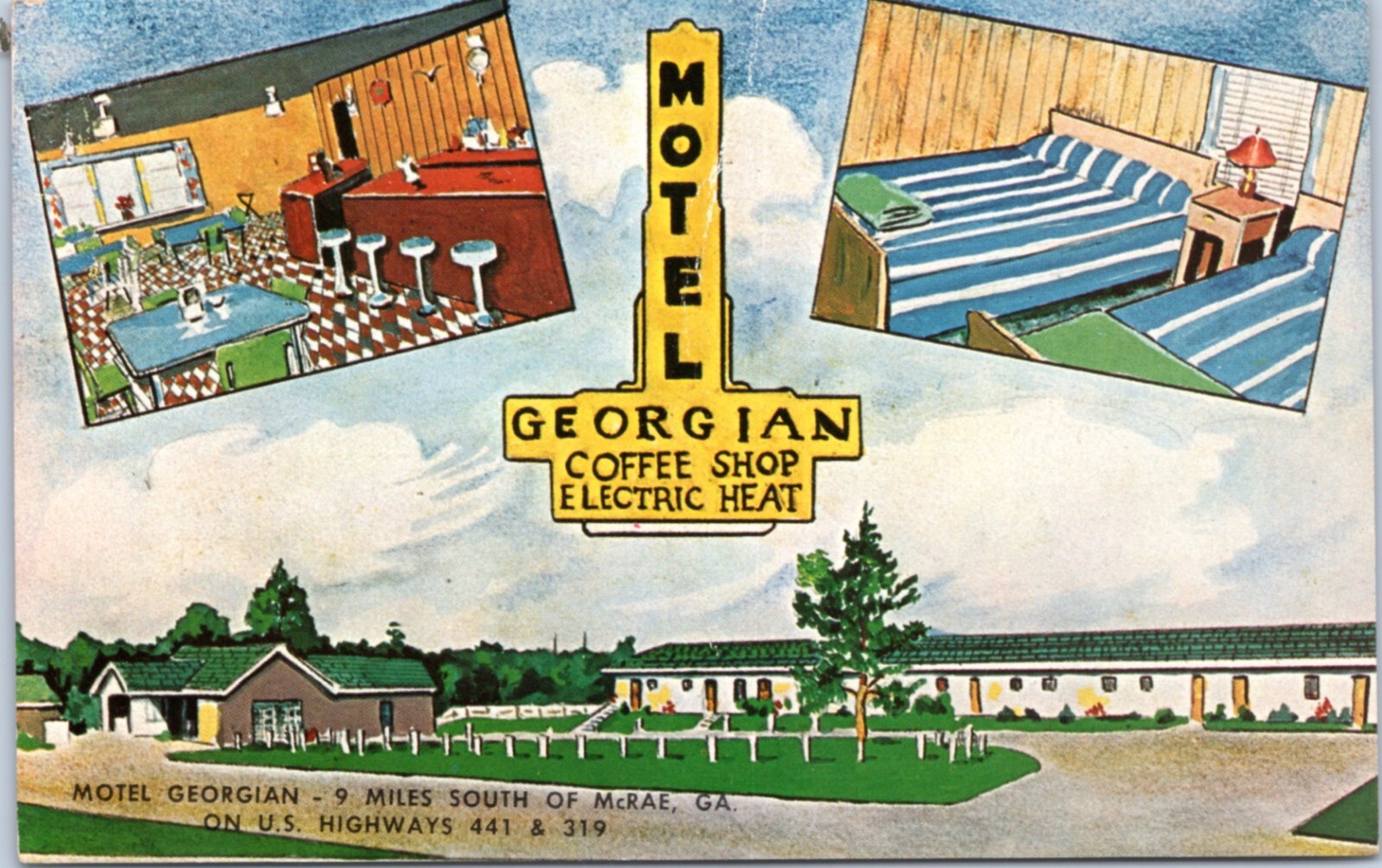Postcard GA McRae - Motel Georgian on US HWY 441 & 339