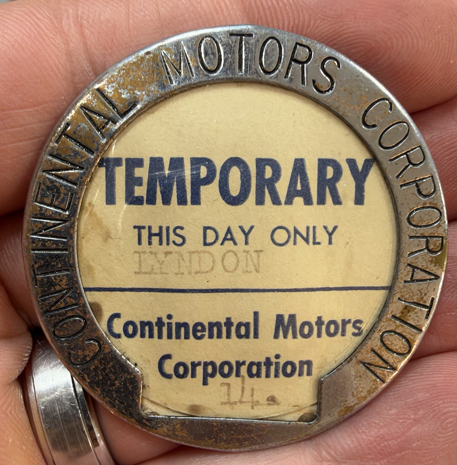 Vintage Continental Motors Company Employee Badge 2 Vintage Continental Motors Company Employee Badge 2
