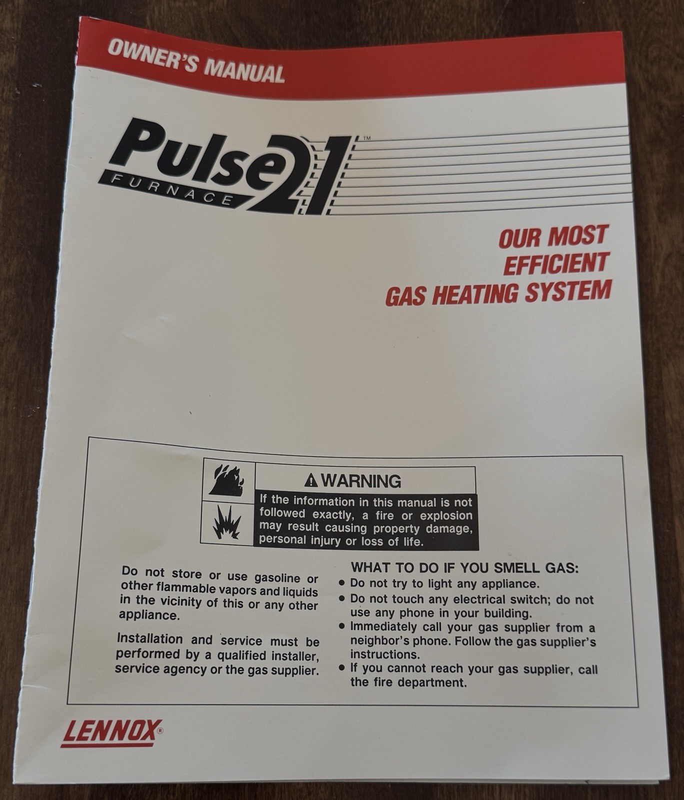 Vintage Lennox Furnace Company Lennox Pulse G21Q Heating System Owners Manual