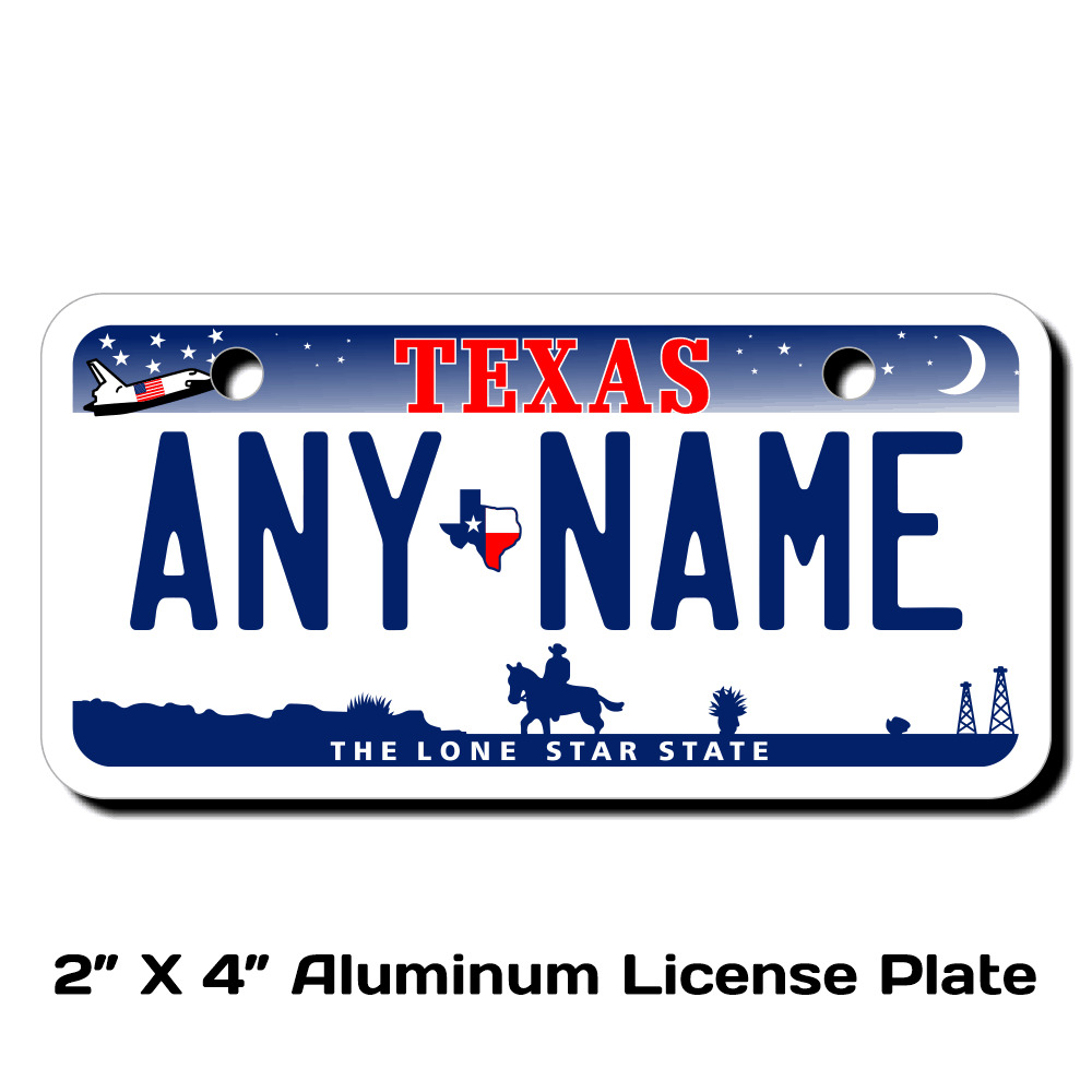 Personalized Texas License Plate 5 Sizes Mini to Full Size 