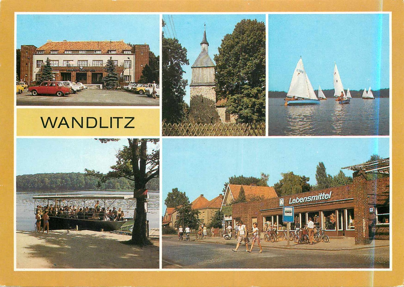 AK - Wandlitz - Bernau district GDR - multi-picture card station church lake - color print
