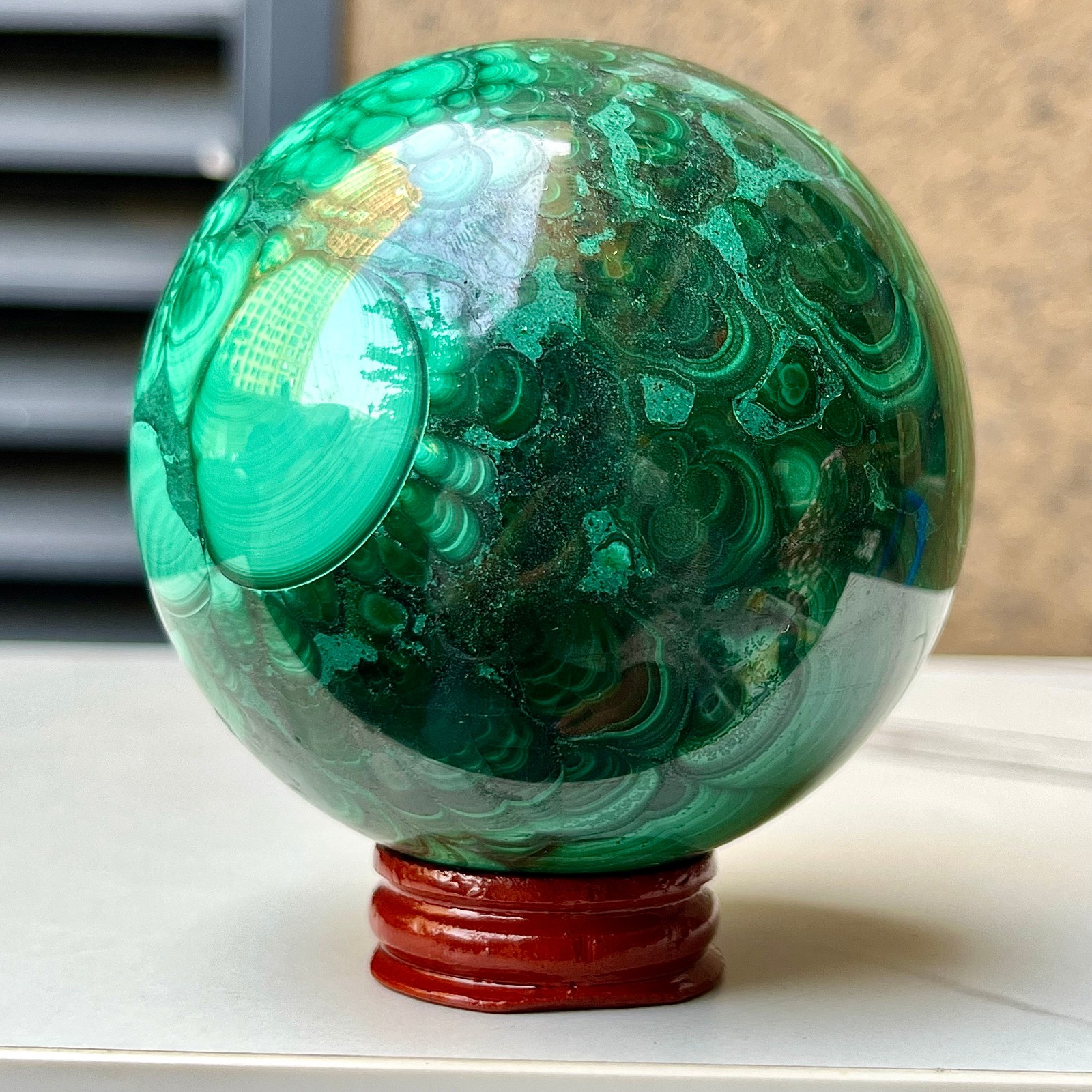 2.2 lb  Natural Polished Malachite Sphere Green Crystal Healing Mineral