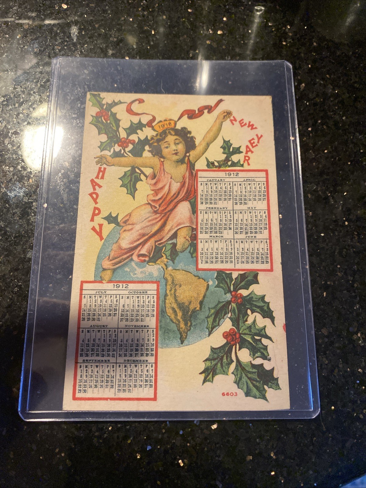 1912 Happy New Year Calendar Postcard Vintage with extremely rare Stamp 1912 Happy New Year Calendar Postcard Vintage with extremely rare Stamp