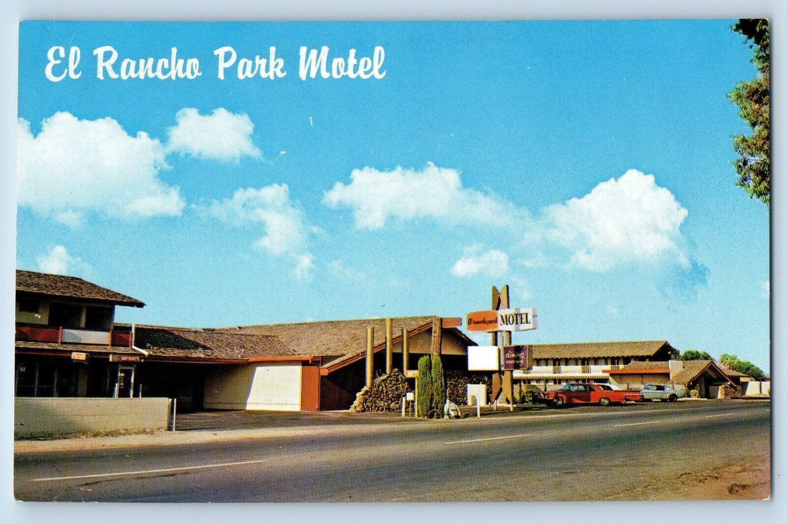 Hanford California CA Postcard EL Rancho Park Motel Roadside View Building 1960