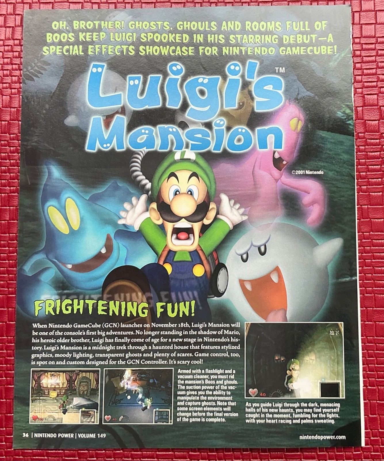 Luigi’s Mansion Nintendo Print Ad Poster Art 8”x 10.5” Vintage Vtg Rare Colorful