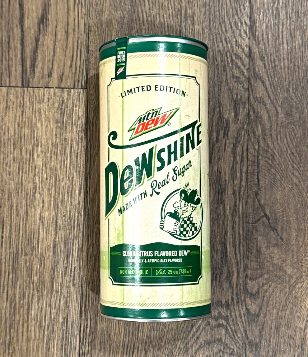 Mountain Dew Dewshine Limited Edition 2015 First Batch Soda Can Green/Beige Mountain Dew Dewshine Limited Edition 2015 First Batch Soda Can Green/Beige