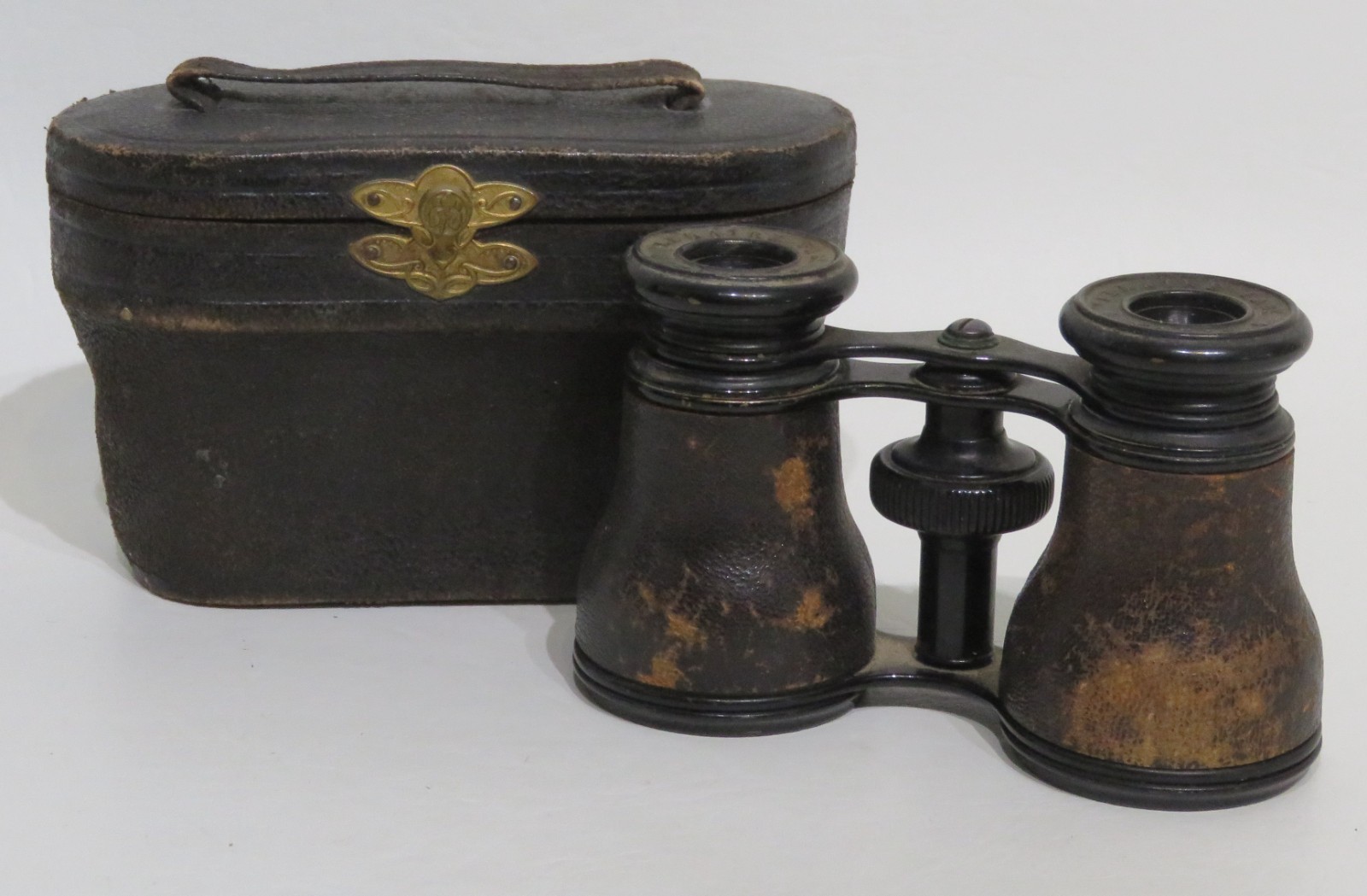 Opera Glasses Binoculars Lemaire Fabt Paris Leather Brass Leather Case Antique