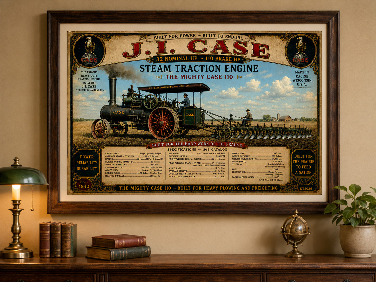 J.I. Case 110 HP Steam Tractor Engine bundle 2 Vintage Farm Poster Print 11x17