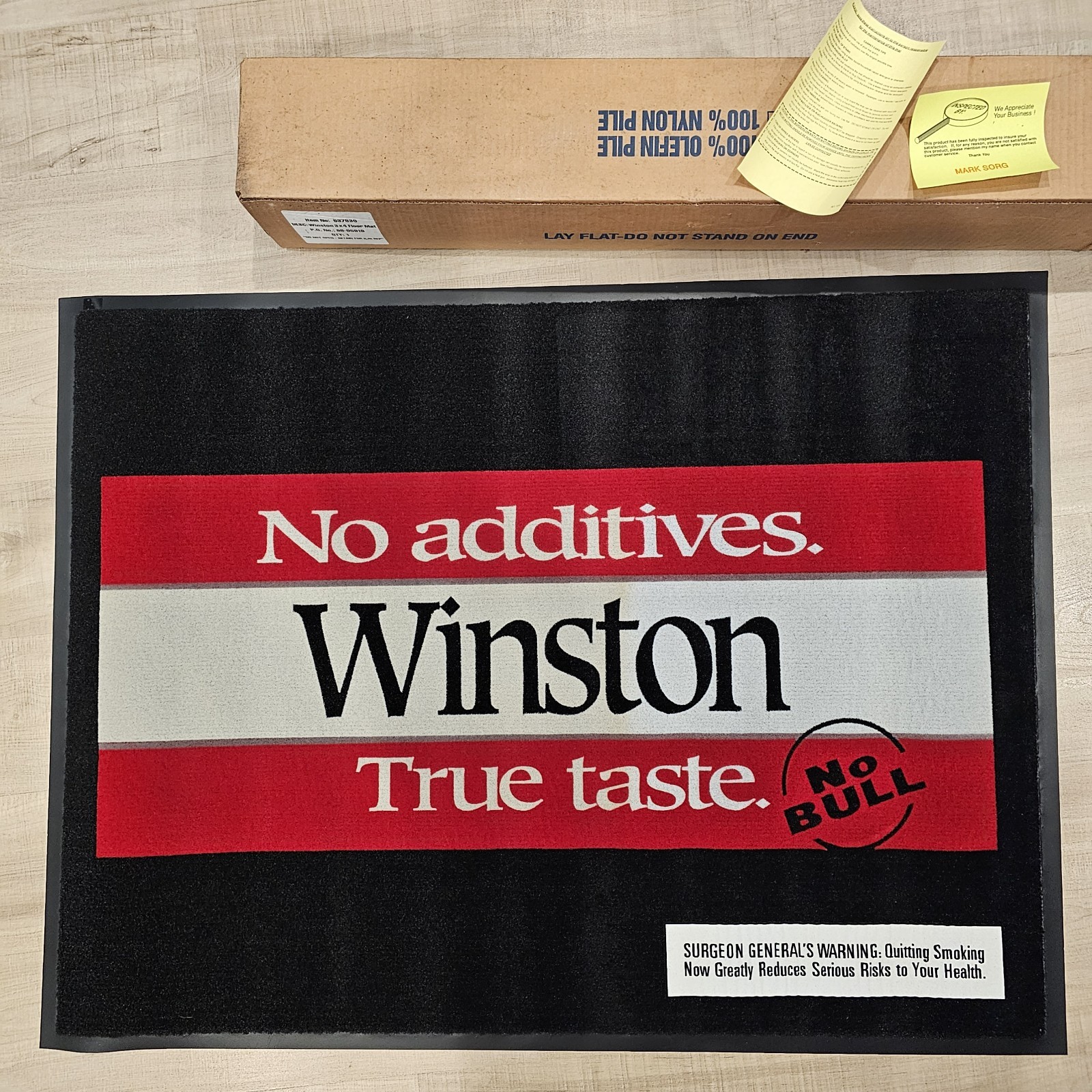 Vtg 1998 Winston Cigarettes 36×48 Floor Mat Rug Store Display w/ Box NEW READ⬇ Vtg 1998 Winston Cigarettes 36×48 Floor Mat Rug Store Display w/ Box NEW READ⬇