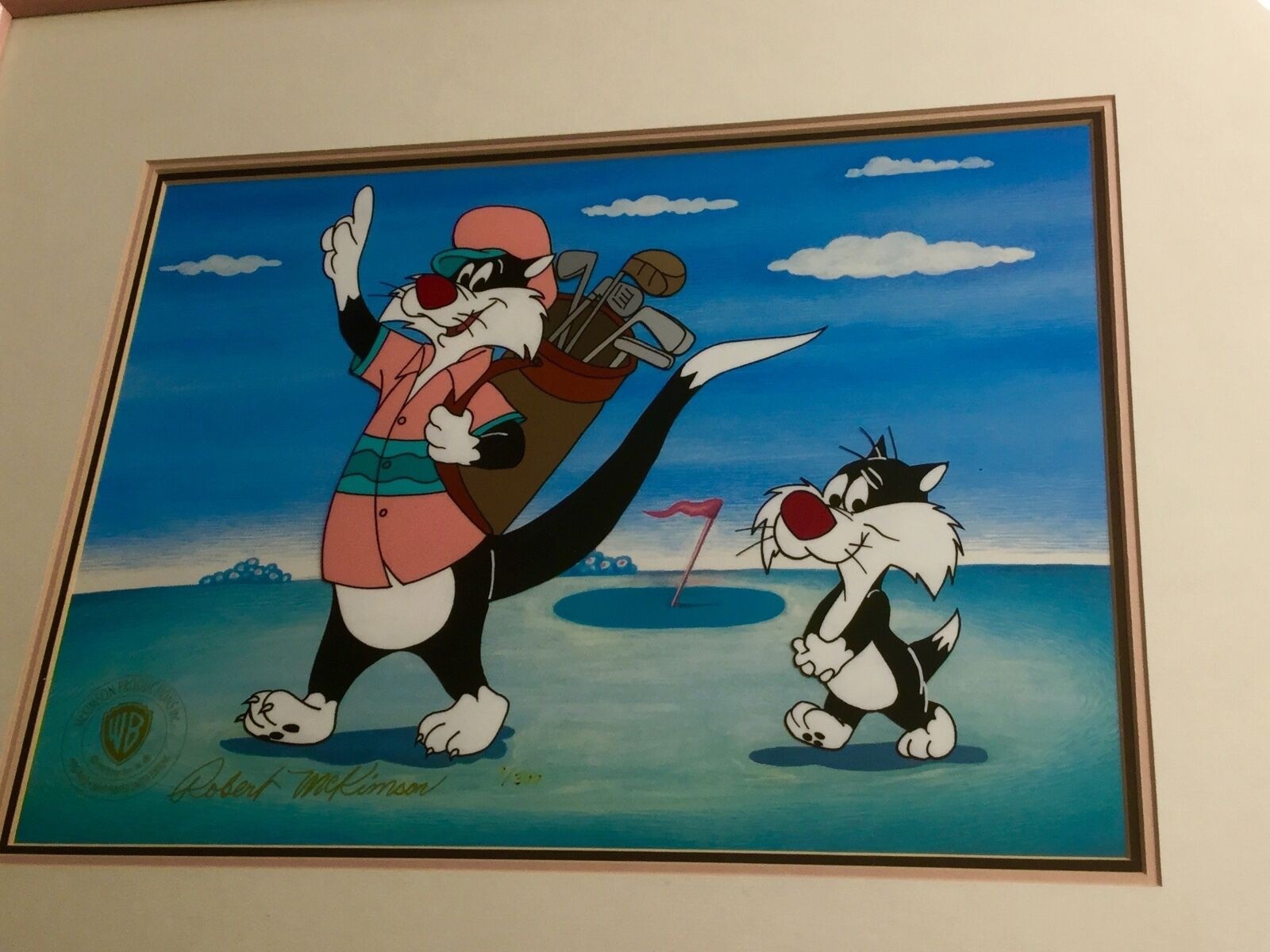 Warner Bros Cel Sylvester Cat Number One Golfer McKimson Animation